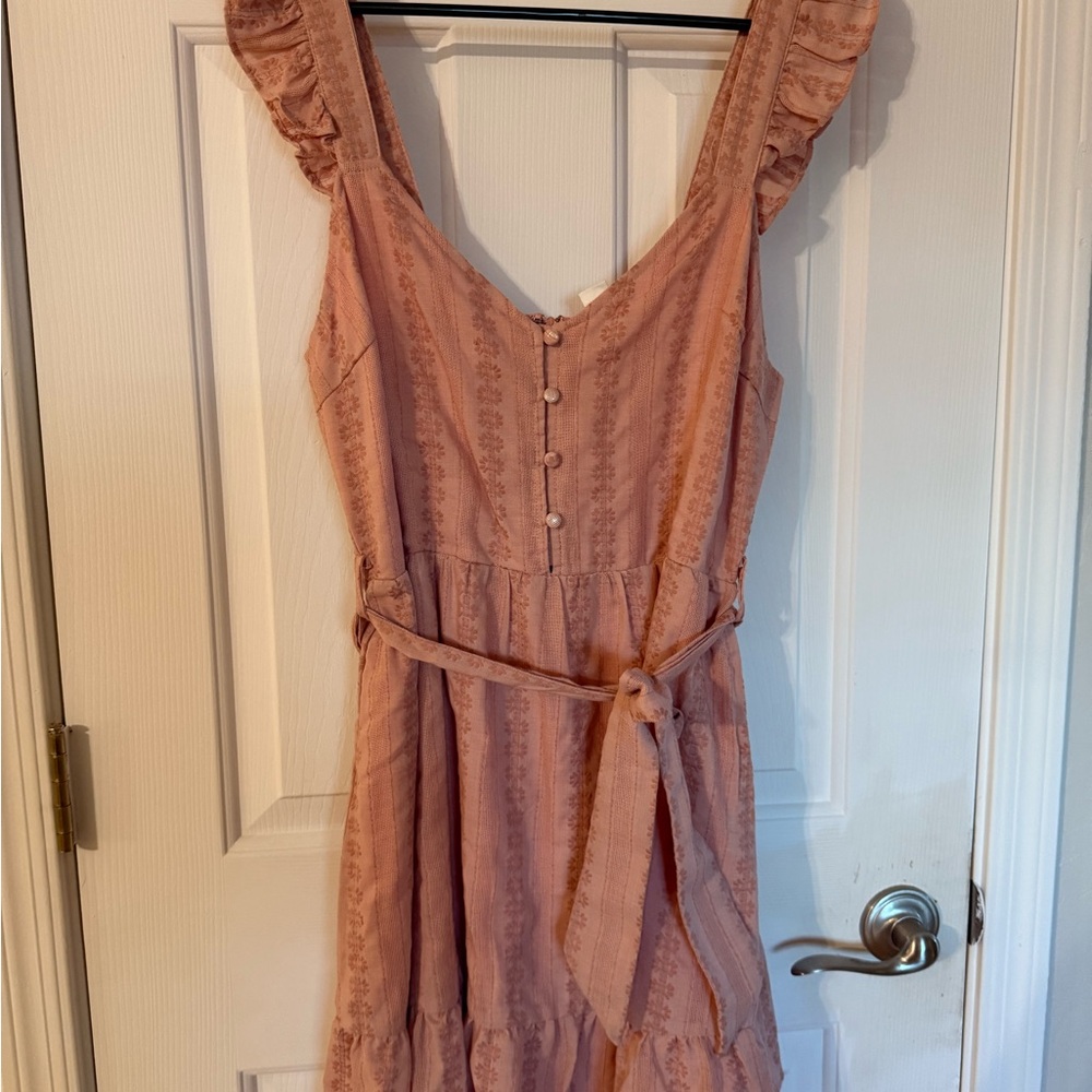 Pink Ruffled Sleeveless Dress